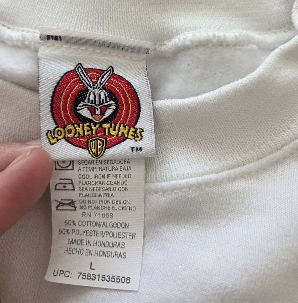 Looney Tunes Tweety White Holiday Crewneck Sweater with Red & Green Accents Lrg - Picture 4 of 7